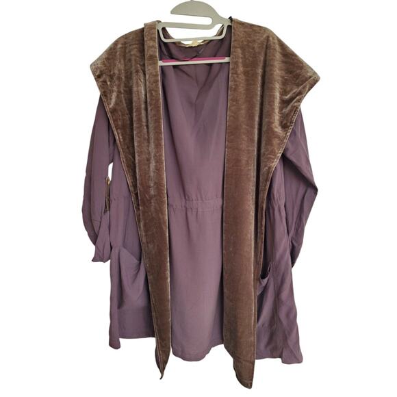 Women's Hem & Thread Lightweight Purple Jacket Velour Trim & Hood | Size Large - Picture 1 of 8